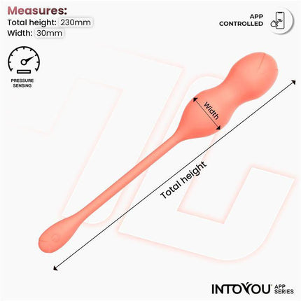 Kyra Pelvic Floor Trainer with Pressure Sensing and App, measuring 230mm height and 30mm width, Intoyou® App Series.