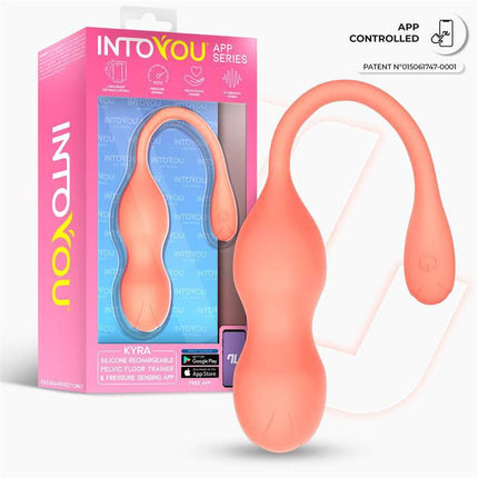 Kyra Pelvic Floor Trainer with Pressure Sensing and App in packaging from Intoyou® App Series, featuring innovative wellness technology.