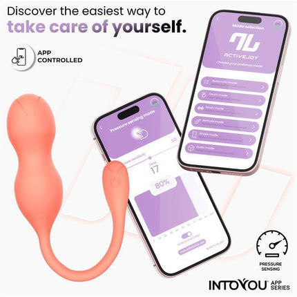 Kyra Pelvic Floor Trainer with Pressure Sensing and App showcasing app integration and pressure-sensing technology features