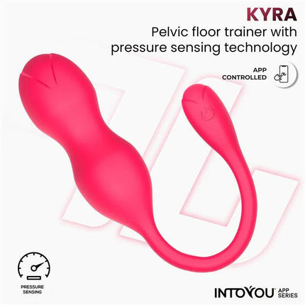 Kyra Pelvic Floor Trainer with Pressure Sensing and App in pink, featuring pressure-sensing technology for enhanced wellness.