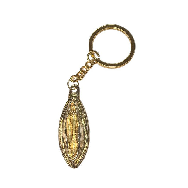 labia shaped metal keychain Golden