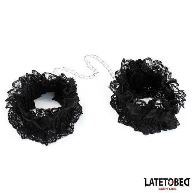 Lace Elastic Ankle Restraints Black by LATETOBED, featuring elegant lace design and secure fit for restraint play.