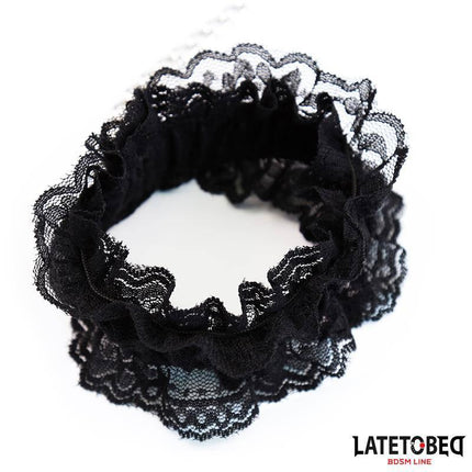 Lace Elastic Ankle Restraints Black by LATETOBED, featuring elegant lace design and flexible fit for stylish restraint play.