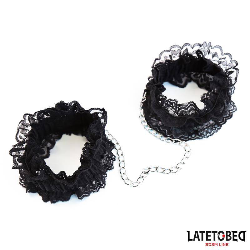 Lace Elastic Wrist Restraints Black - secretsextoys.store