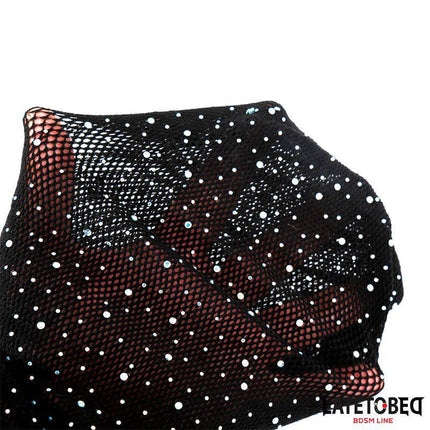 Lace Hood with Shiny Diamonds in black, featuring an intricate lace design for intimate wear with adjustable one-size fit and discreet sparkle.