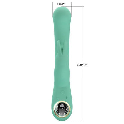 Lamar Vibrator G-Spot Rabbit Mint dual stimulation mint-colored silicone with dimensions 40mm width, 220mm length