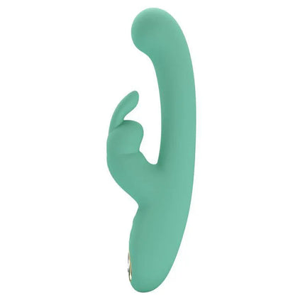 Lamar Vibrator G-Spot Rabbit Mint in mint-colored silicone, featuring dual-stimulation design with curved G-spot and bunny-shaped stimulator.