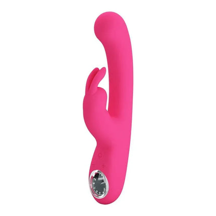 Lamar Vibrator G-Spot Rabbit Pink dual-action pleasure device, featuring curved shaft and bunny-shaped clitoral stimulator for enhanced experience.