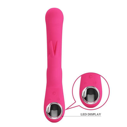 Lamar Vibrator G-Spot Rabbit Pink with curved shaft and LED display for dual-action stimulation