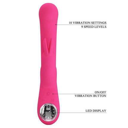 Lamar Vibrator G-Spot Rabbit Pink with vibration settings, 9 speed levels, and LED display