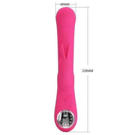 Lamar Vibrator G-Spot Rabbit Pink with dimensions of 220mm length and 40mm width, showcasing dual-action stimulation design.
