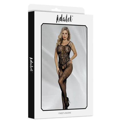 Lana Bodystocking open Crotch and Floral Pattern in packaging by Adalet