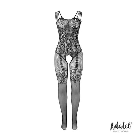 Lana Bodystocking open Crotch and Floral Pattern by Adalet with sheer panels and adjustable straps for a bold and romantic look.