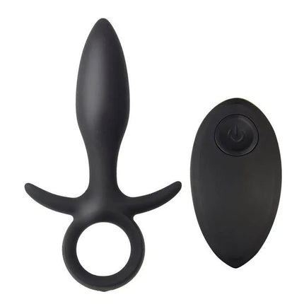 Lance Anal Plug Remote Control Liquified Silicone USB with ergonomic design and remote shown against white background.