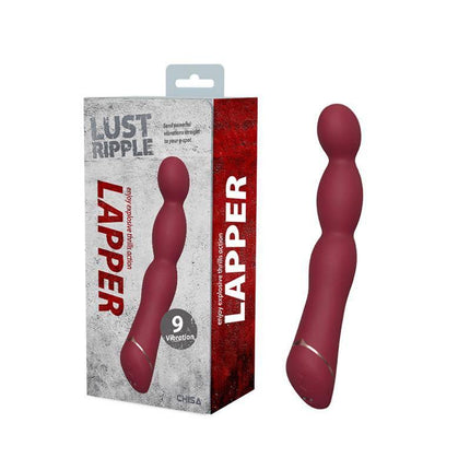 Lapper G-Spot Vibrator with 9 Functions in packaging and product view, designed for enhanced pleasure and stimulation.