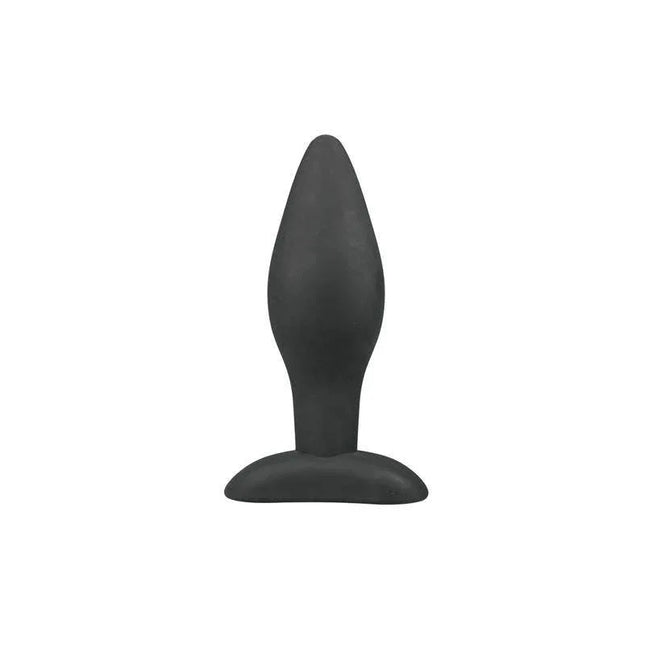 Large Black Silicone Buttplug with tapered tip and slim neck design for easy insertion and comfort, ideal for beginners in anal play.