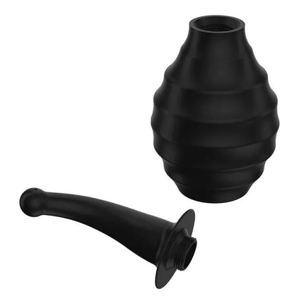 Large Capacity Anal Douche BLKM6 - 330 ml Cleanser with black hand bulb and ergonomic nozzle for hygiene and comfort