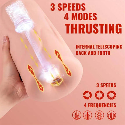 Large Thrusting Machine I Masturbator showcasing 3 speeds and 4 thrusting modes for customizable pleasure and discreet enjoyment.