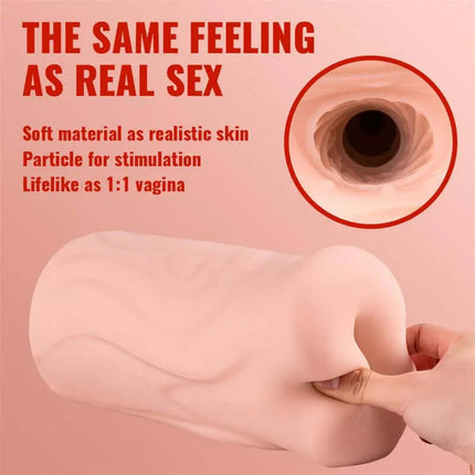 Soft realistic skin of Large Thrusting Machine I Masturbator with lifelike textured channel for enhanced stimulation.