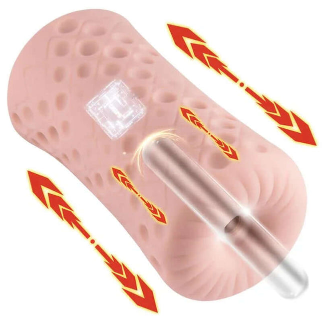 Large Thrusting Machine II Masturbator showing textured interior and thrusting action arrows