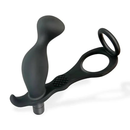 Larimar Vibrating Anal Plug with Penis and Testicles Ring for enhanced pleasure and multi-angle stimulation by Afterdark