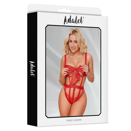 Layla Teddy with Bow at the Front and the Back by Adalet showcased in packaging, emphasizing romance and dual styling options.