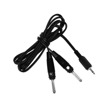 Lead Wire with Banana Plugs for Rimba electrostimulation setup, 120 cm cable with 2.5 mm mono jack connector, durable and flexible.