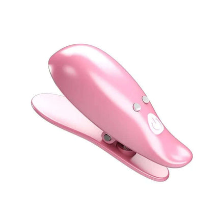 Leaf Vibrating Nipple Clamps in pink with 10 customizable vibration functions, designed for discreet and versatile intimate stimulation.