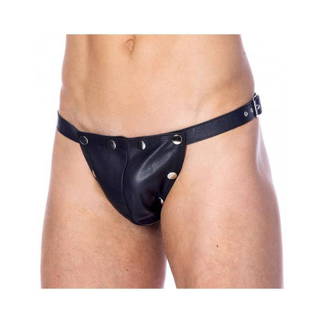 Leather Adjustable Briefs One Size - Premium leather design with Jack Strap, fully adjustable for versatile and confident styling.