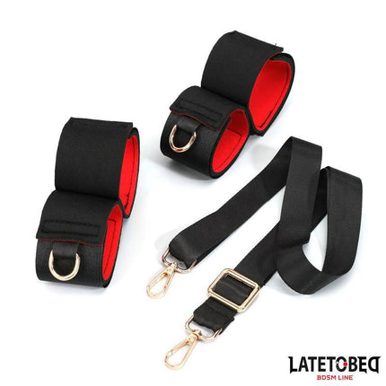Leg Open Restraints Set by Latetobed BDSM Line, featuring neoprene and metal design for secure and adjustable restraint play.