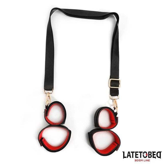 Leg Open Restraints Set from Latetobed BDSM Line with adjustable neoprene and metal design for secure and comfortable restraint play.