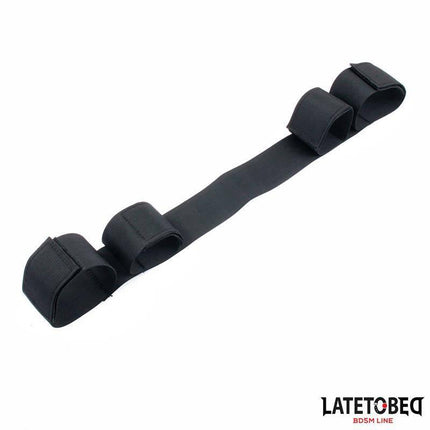 Leg spreader from Latetobed BDSM Line with foam Velcro handcuffs for adjustable restraint and silky touch for comfortable BDSM play.