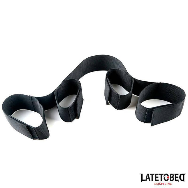 Leg spreader with four foam Velcro handcuffs from Latetobed BDSM Line, designed for secure and comfortable restraint.