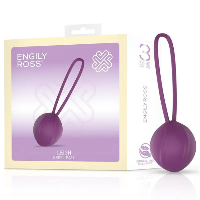 Leigh Kegel Ball Silicone Purple with packaging shown, designed for safe pelvic floor exercises and enhanced comfort.