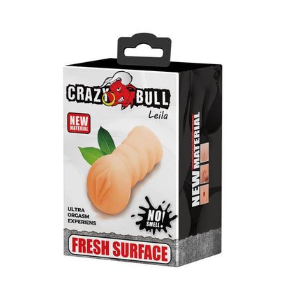 Leila Vagina Masturbator Fresh Surface packaging featuring realistic adult toy with discreet design, new material, and fresh surface.