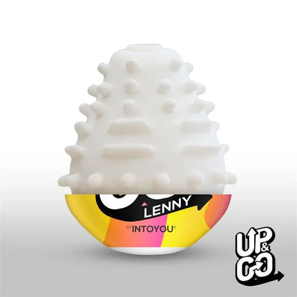 Lenny Masturbator Egg by Nanami - Compact White Device with Textured Surface and Colorful Label