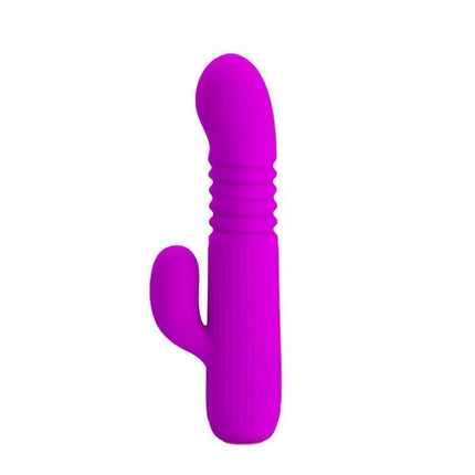Leopold Thrusting Vibe USB Silicone in vibrant purple, designed for powerful stimulation with sleek silhouette, USB-rechargeable.