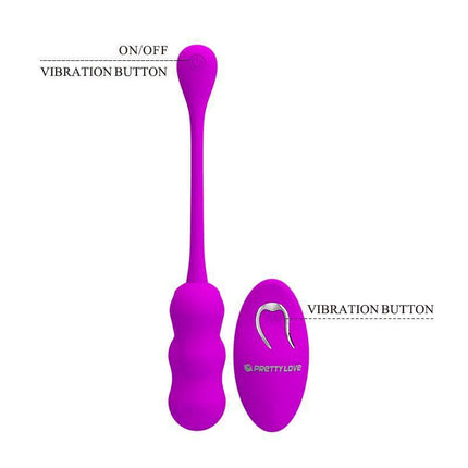 Leshy Vibrating Egg with Remote Control USB, purple silicone design showing vibration and on/off buttons, waterproof and rechargeable.