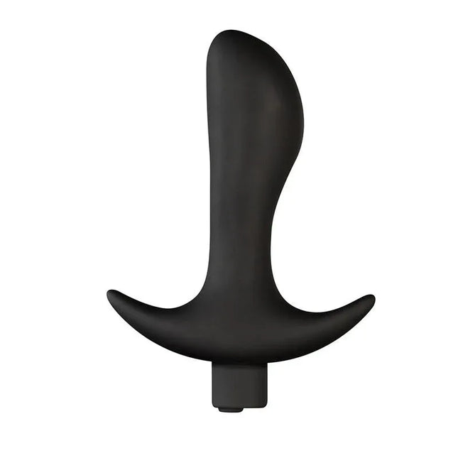 Lever Anal Plug with Vibration USB Silicone in black, showcasing its ergonomic design and rounded tip.