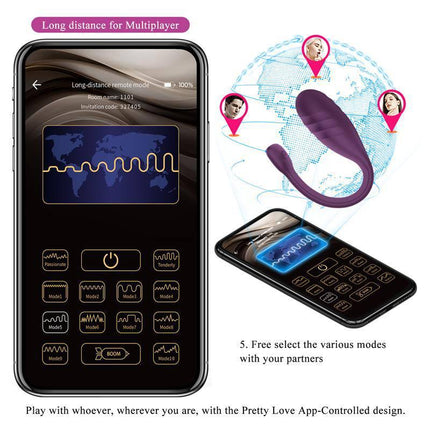 Leviathan Vibrating Egg with App showing smartphone control interface and design for shared play.