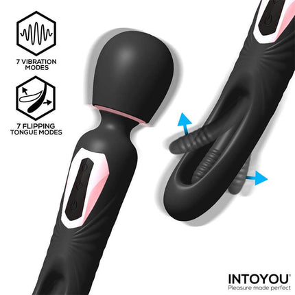 Lexy Vibrating Wand with Internal Flipping Tongue featuring 7 vibration and 7 flipping tongue modes by Intoyou.