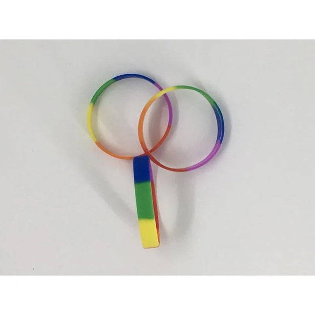 LGBT+ Pride Silicone Bracelet with rainbow design for visibility and inclusion.