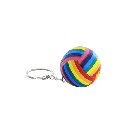 LGBT+ Pride Ball Keychain featuring vibrant rainbow colors, perfect for keys or bags, symbolizing diversity and inclusivity.
