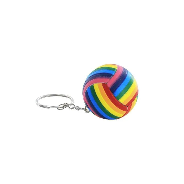 LGBT+ Pride Ball Keychain featuring vibrant rainbow colors, perfect for keys or bags, symbolizing diversity and inclusivity.