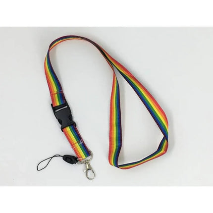 LGBT+ Pride Key Strap with rainbow colors, ideal for keys, phones, and small items, featuring soft material and a versatile design.