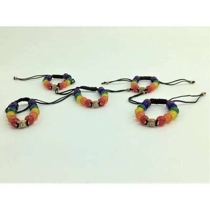 LGBT+ Pride and Turquish Eye Bracelet with vibrant rainbow colors and protective charm, perfect for Pride events and daily wear.
