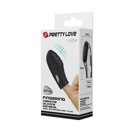 Lich Finger Vibrator packaging showcasing a silicone finger sleeve for discreet couple play and solo use.