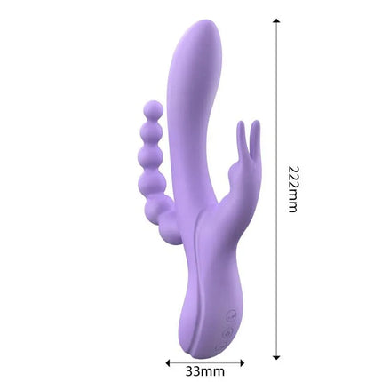Lindsay Vibe with Anal Chain Liquid Silicone Unibody Flexible 2 Motors, dual-motor vibrator with clitoral and anal stimulators.