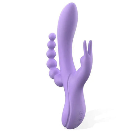 Lindsay Vibe with Anal Chain Liquid Silicone Unibody Flexible 2 Motors in purple, featuring dual-motor design for versatile stimulation.