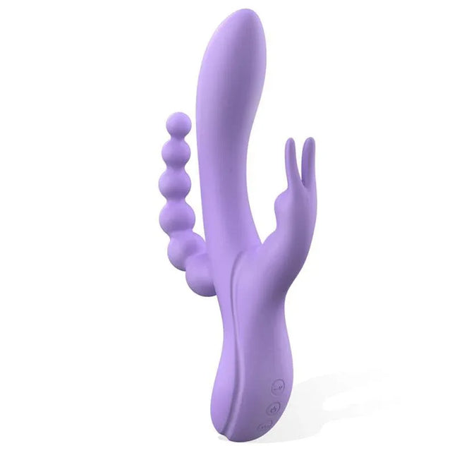 Lindsay Vibe with Anal Chain Liquid Silicone Unibody Flexible 2 Motors in purple, featuring dual-motor design for versatile stimulation.